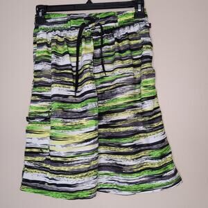 NBN Gear Men's Striped Shorts - Black, Green, White - L